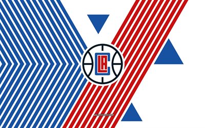 4k, Los Angeles Clippers logo, blue red silk fabric, American hockey team, Los Angeles Clippers emblem, NHL, Los Angeles Clippers, USA, hockey, Los Angeles Clippers flag