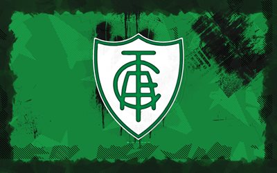 america mineiro grunge logo, 4k, brasiliansk serie a, grön grunge bakgrund, fotboll, america mineiro emblem, america mineiro  logotyp, america mineiro, spansk fotbollsklubb, america mineiro fc, america mg