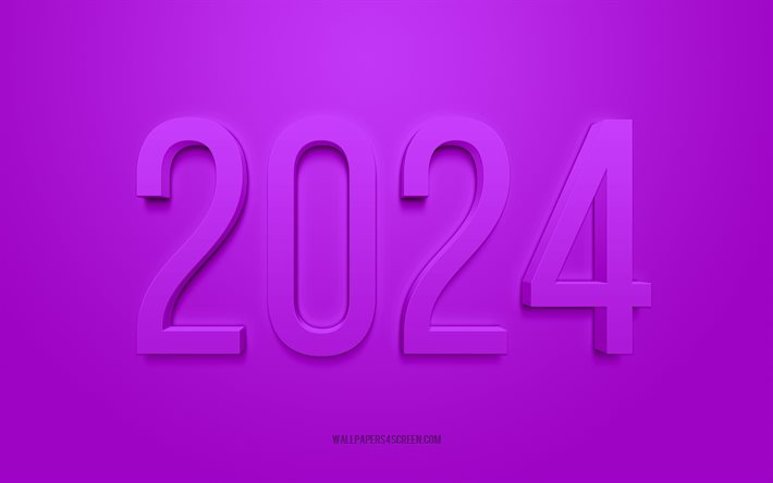 2024 bonne année, fond violet, 2024 carte de vœux, bonne année, contexte violet 2024, 2024 concepts