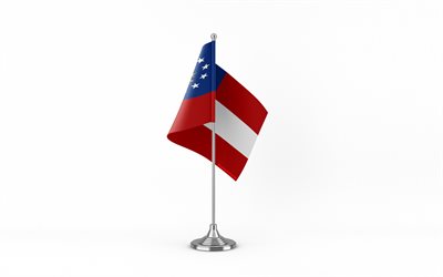 4k, 조지아 테이블 플래그, 흰 바탕, 조지아 깃발, 조지아의 테이블 플래그, 금속 스틱에 조지아 깃발, 조지아의 깃발, 미국 주 깃발, 그루지야, 미국