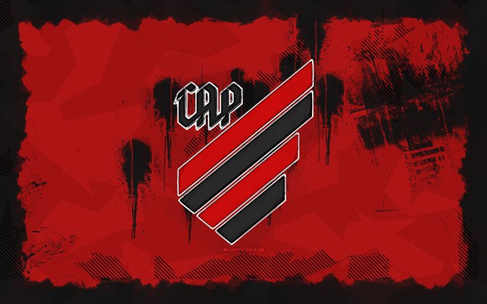 athletico paranaense grunge  logo, 4k, brasilialainen serie a, punainen grunge  tausta, jalkapallo, athletico paranaense  tunnus, athletico paranaense  logo, ca paranaense, espanjan jalkapalloseura, athletico paranaense fc