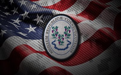 sceau du connecticut, 4k, sceaux des états américains, drapeau américain, badge du connecticut, usa, état du connecticut, emblème du connecticut, connecticut