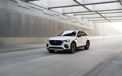 2025, mazda cx 70, 4k, frontansicht, äußerlich, neue weiße mazda cx 70, weißer cx 70 2025, japanische autos, mazda