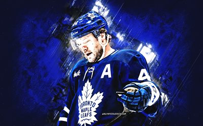 Morgan Rielly, Toronto Maple Leafs, blue stone background, Canadian hockey player, grunge art, NHL, USA, hockey