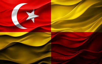 4k, علم سيلانجور, مقاطعة ماليزيا, 3d selangor العلم, ماليزيا, الملمس ثلاثي الأبعاد, يوم سيلانجور, الرموز الوطنية الماليزية, سيلانجور, الفن ثلاثي الأبعاد, منطقة سيلانجور