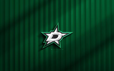 4k, dallas stars 3d  logo, nhl, grüner 3d  hintergrund, eishockey, dallas stars emblem, dallas stars logo, american hockey club, dallas sterne