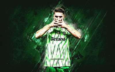 Viktor Gyokeres, Sporting CP, Swedish footballer, green stone background, Portugal, football, Sporting FC, Gyokeres Sporting