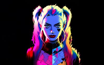 4k, harley quinn, arte astratta, superllainess, dc comics, minimalismo, immagini con harley quinn, antieroi, doctor harleen frances quinzel, harley quinn 4k