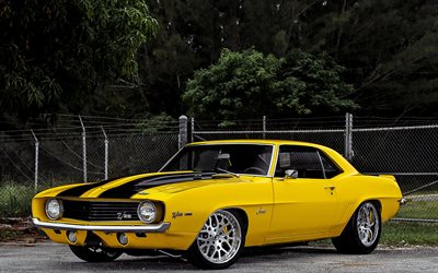 1969, eski model arabalar, spor arabalar, Chevrolet Camaro, sarı