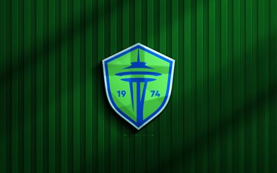 Seattle Sounders 3D logo, MLS, 4k, green 3D background, soccer, Seattle Sounders emblem, Seattle Sounders new logo, Seattle Sounders, football, Seattle Sounders logo, american soccer club, Seattle Sounders FC