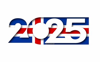 2025 islanda, sfondo bianco, islanda, arte minima, 2025 concetti islandesi, islanda 2025, bandiera dell'islanda, 2025 background islandese, flag islandese