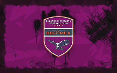 devetx binh duong grunge logo, 4k, v league 1, contexte grunge violet, football, devetx binh duong emblème, le logo devenu binh duong, defetx binh duong, club de football vietnamien, defetx binh duong fc
