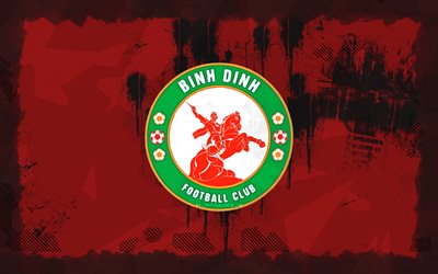 Quy Nhon Binh Dinh FC grunge logo, 4k, V-League 1, red grunge background, soccer, Quy Nhon Binh Dinh FC emblem, football, Quy Nhon Binh Dinh FC logo, Quy Nhon Binh Dinh FC, Vietnamese football club, Quy Nhon Binh Dinh