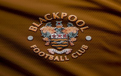 Blackpool FC fabric logo, 4k, orange fabric background, League One, bokeh, soccer, Blackpool FC logo, football, Blackpool FC emblem, Blackpool FC, english football club, FC Blackpool