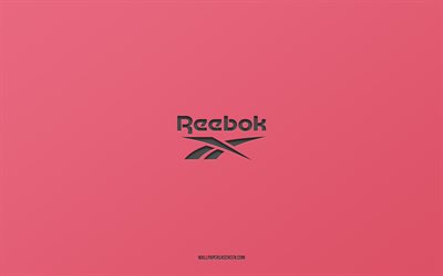 Reebok logo, brands, pink background, Reebok emblem, carbon art, Reebok, popular clothing manufacturers, carbon logo, Reebok carbon logo