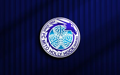 4k, mito hollyhock 3d 로고, j2 리그, 블루 3d 배경, 축구, mito hollyhock emblem, mito hollyhock 로고, mito hollyhock, 일본 축구 클럽, mito hollyhock fc