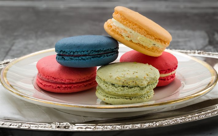 macaroon, cakes, biscuits color, colored cakes