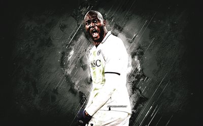Romelu Lukaku, Napoli, Belgian footballer, blue stone background, grunge art, Serie A, Italy, football, Romelu Lukaku Napoli