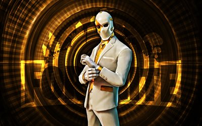 Ghost Wildcard Fortnite, 4k, brown spiral background, Fortnite, creative, Ghost Wildcard Skin, Fortnite Ghost Wildcard Skin, Ghost Wildcard, Fortnite characters