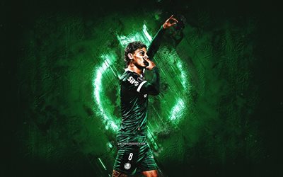 richard rios, palmeiras, kolumbianischer fußballer, grüner steinhintergrund, grunge  kunst, sociedade esportiva palmeiras, brasilien, serie a, fußball, richard rios palmeiras