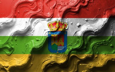 bandera de la rioja, 4k, textura de onda de piedra, 3d la rioja bandera, españa, banderas de provincias de españa, la rioja