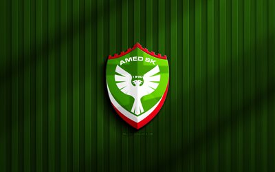 4k, logo 3d amedspor, 1 lig, sfondo 3d verde, calcio, emblema di amedspor, logo amedspor, amed sk, club di calcio turco, amedspor fc