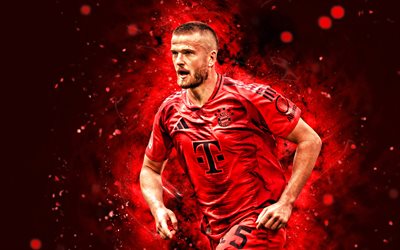 4k, eric dier, kırmızı soyut arka plan, bayern münih fc, bundesliga, ingiliz futbolcular, eric dier 4k, kırmızı neon işıklar, futbol, fc bayern münih, eric dier bayern münih