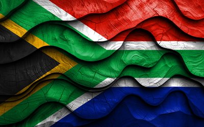 4k, sydafrikanska flagga, afrikanska länder, trä 3d  vågor flaggor, sydafrika dag, sydafrikas flagga, sydafrika träflagga, afrika, sydafrikanska nationella symboler, sydafrika flagga, sydafrika