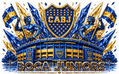 logotipo de boca juniors, 4k, club de fútbol argentino, boca juniors, arte de cristal, emblema de boca juniors, estadio alberto j armando, cabj, argentina, fútbol americano, primera división, logotipo de cabj, la bombonera