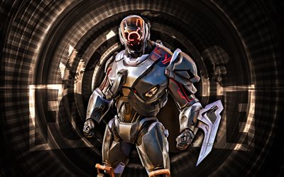 The Scientist Fortnite, 4k, brown spiral background, Fortnite, creative, The Scientist Skin, Fortnite The Scientist Skin, The Scientist, Fortnite characters