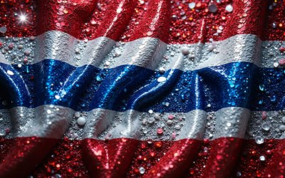 thaimaan lippu, 4k, rubiineja, punaisia ​​kiteitä, punaisia ​​kiiltäviä kiviä, thaimaa, luovaa taidetta, punaisia ​​jalokiviä, punaisia ​​sinisiä valkoisia kiteitä
