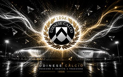 udinese, 4k, club de fútbol italiano, logotipo del udinese, arte del futbol, fondo abstracto negro, emblema del udines, serie a, fútbol americano, italia, logotipo de milán, le zébrette, udinese calcio, estadio bluenergía, estadio friuli