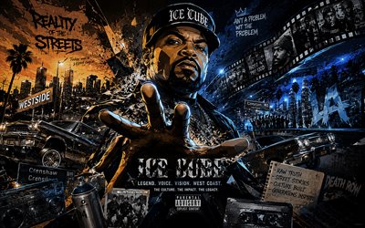 Ice Cube, 4k, abstract art, night party, fans, creative background, music stars, OShea Jackson Sr, american rapper, Ice Cube art, american celebrity, Ice Cube 4K