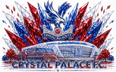 crystal palace fc logotyp, 4k, engelsk fotbollsklubb, crystal palace fc, kristallkonst, crystal palace fc emblem, selhurst park, crystal palace, england, fotboll, premier league, crystal palace logotyp