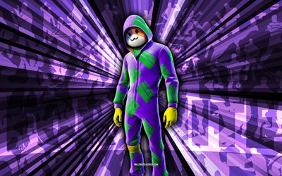 4k, meowscles all hallows steve, violetti säteet tausta, meowscles all hallows steve skin, meowscles all hallows steve fortnite, abstrakti taide, fortnite meowscles all hallows steve skin, fortnite hahmot, fortnite, luovaa taidetta