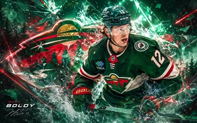 Matt Boldy, 4k, green digital background, Minnesota Wild, NHL, hockey, Matt Boldy 4K, Minnesota Wild logo, fan art, Matt Boldy Minnesota Wild