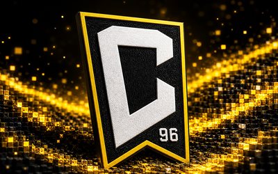 columbus crew kangaslogo, 4k, musta keltainen 3d tausta, mls, jalkapallo, columbus crew  logo, columbus crew 3d  logo, columbus crew sc, amerikkalainen jalkapalloseura, columbus crew fc