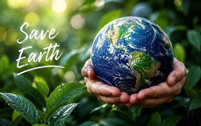 pelasta maapallo, 4k, maapallo käsissä, ekologisia käsitteitä, ympäristöön, maa käsissä, save earth  käsitteet, ekologia, maa käsissä käsitteet