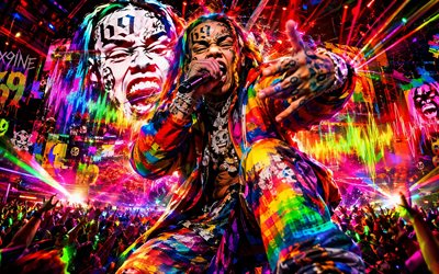 4k, 6IX9INE, fans, abstract art, Tekashi69, night party, colorful abstract background, music stars, concert, Daniel Hernandez, creative, american rapper, 6IX9INE art, Tekashi, american celebrity, 6IX9INE 4K