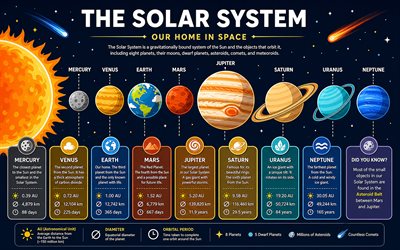 Solar system planets, 4k, planets inscriptions, vector art, astronomy, universe, Sun, Mercury, Venus, Earth, Mars, Jupiter, Saturn, Uranus, Neptune, Solar system, planets, planetary system, galaxy, Solar system concepts