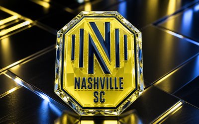 nashville sc  logo, sininen metalli tausta, nashville sc  tunnus, nashville sc  kristallimerkki, mls, usa, jalkapallo, nashville sc, nashville