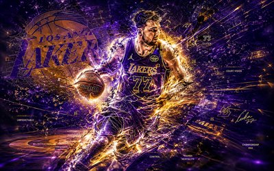 لوكا دونسيتش, 4k, خلفية مجردة البنفسجي, لوس أنجلوس ليكرز, الدوري الاميركي للمحترفين, لاعبو كرة سلة سلوفينيون, لوكا دونسيتش 4k, كرة السلة, فن المعجبين, لوس انجليس ليكرز, لوكا دونسيتش ليكرز