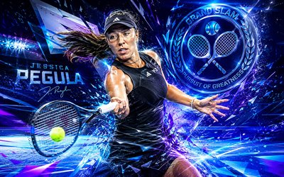 Jessica Pegula, 4k, blue digital background, WTA, american tennis players, WTA Tour, Womens Tennis Association, tennis, Jessica Pegula 4K