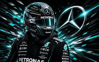 George Russell, Mercedes-AMG F1 Team, Formula 1, F1, creative art, George Russell Mercedes-AMG, creative abstract vector background, Mercedes-AMG Petronas Formula One Team, George William Russell