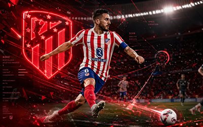 koke, atlético de madrid, fan art, fondo digital abstracto rojo, koke atlético de madrid, arte creativo, logotipo del atlético de madrid, koke atlético, fútbol americano, rojiblancos, atlético, jorge resurrección merodio