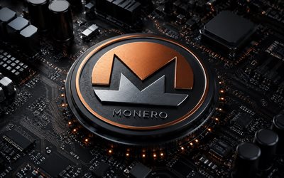 شعار مونيرو, 4k, خلفية التكنولوجيا السوداء, مونيرو, blockchain, xmr, علامة مونيرو, عملة مونيرو, عملة مشفرة, شعار مونيرو ثلاثي الأبعاد