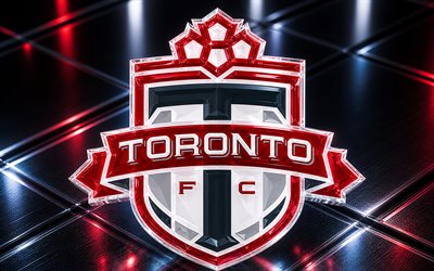 Toronto FC logo, red metal background, Toronto FC emblem, Toronto FC crystal sign, MLS, USA, football, soccer, Toronto FC, Toronto, Canada