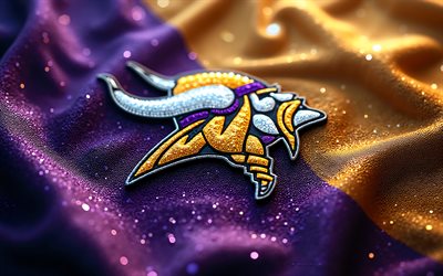 Minnesota Vikings diamonds logo, 4k, purple yellow diamonds background, Minnesota Vikings emblem, diamonds art, USA, Minnesota Vikings, American football, Minnesota Vikings logo, NFL