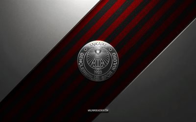 Genclerbirligi SK logo, 4k, steel background, Turkish football club, red black lines, Genclerbirligi SK emblem, Super Lig, Genclerbirligi SK, Turkey, football, Genclerbirligi SK metal logo, Genclerbirligi SK crest, Genclerbirligi