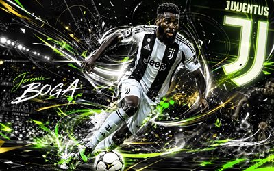 jeremie boga, juventus fc, fan art, fondo digital abstracto blanco, jeremie boga juventus fc, arte creativo, logotipo de la juventus fc, jeremie boga juventus, fútbol americano, juventus